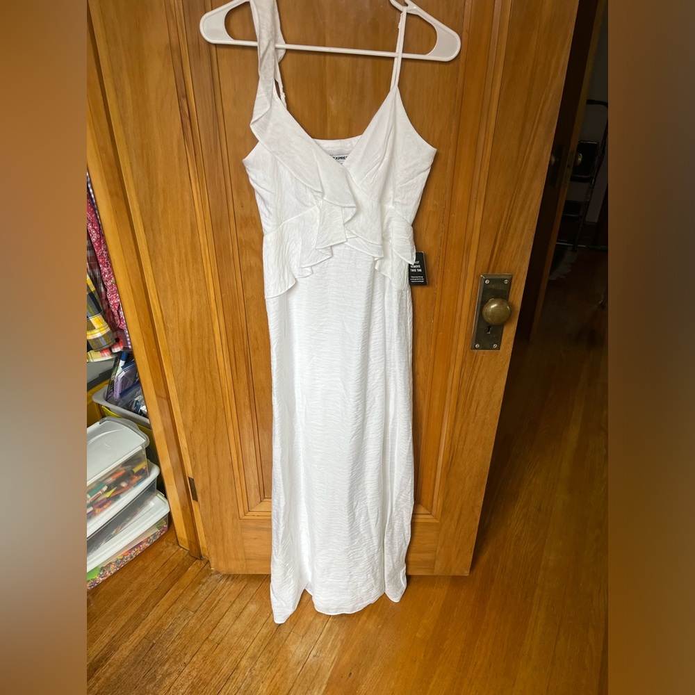Express White Linen Asymmetrical Dress